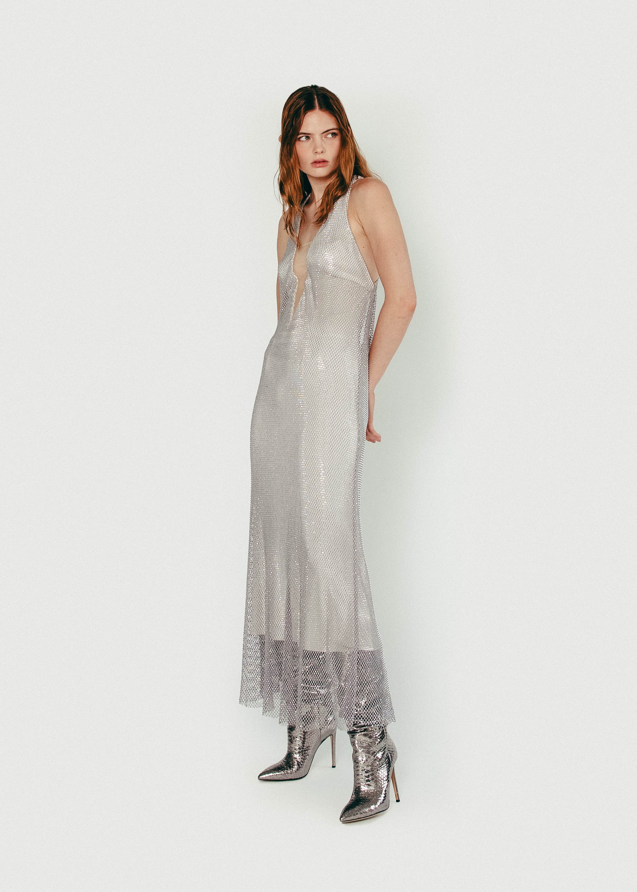 gray mesh dress Mesh Dress in Gray